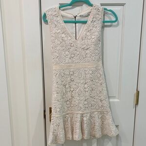 Alice + Olivia Cream Colored Guipure  Lace Mini Dress